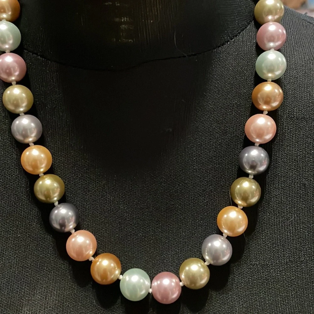 Kenneth Jay Lane Designer 2009 Ingural Multi -Pearl Necklace women Vintage - Picture 4 of 8